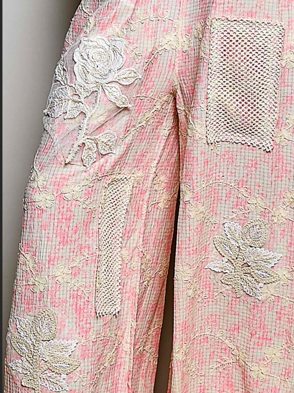 POL Pink Lace-Appliqué Embroidered Overalls - Picture 8 of 11